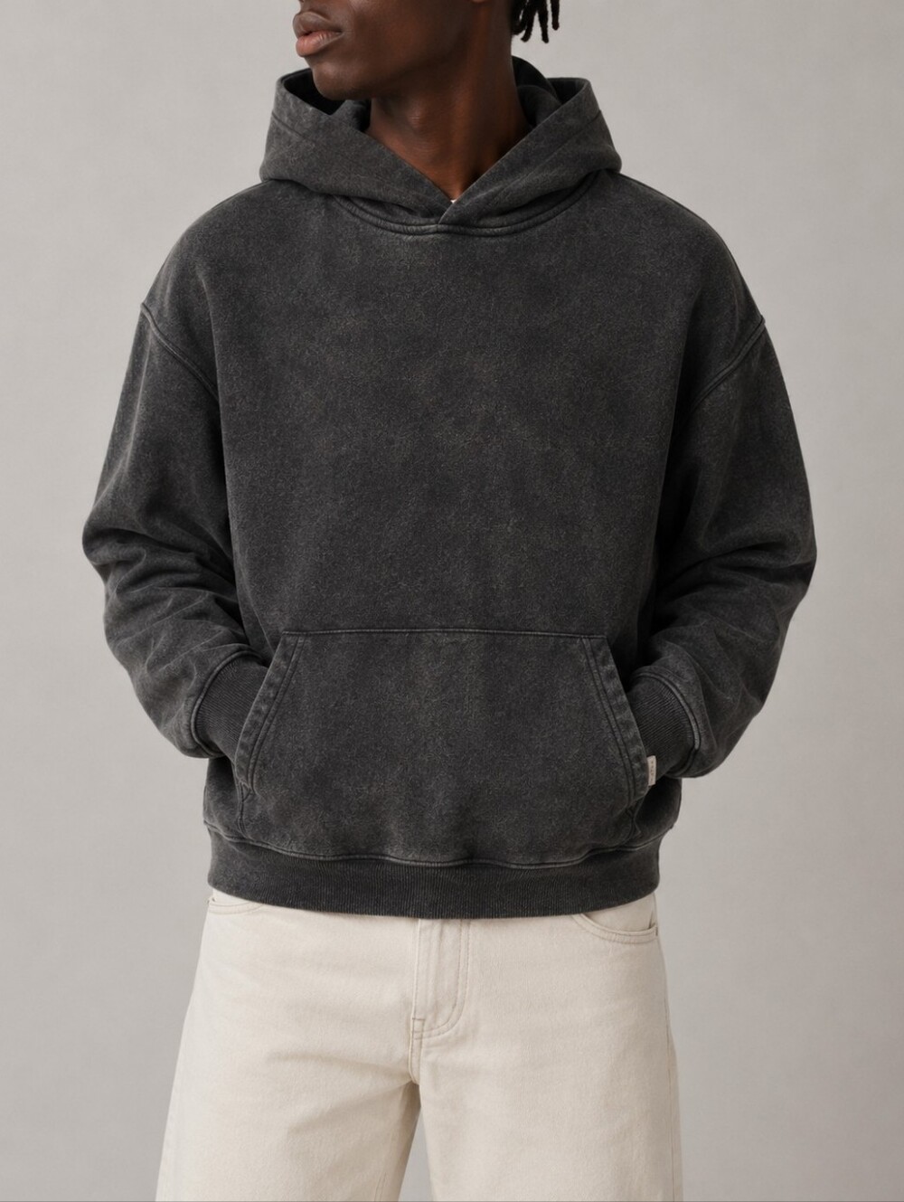 Sumwon Shein Charcoal Gray Fleece Lined Pullover Hoodie Sweatshirt Mens Size XS